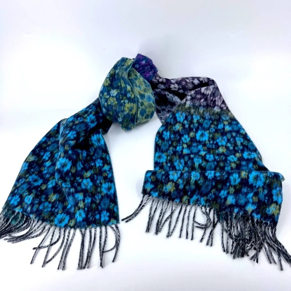 Fraas Blue and Gray Scarf with Fringe‎ Details